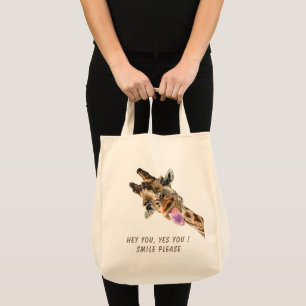 Funny Tote Bag mit spielerischer Giraffe - Benutze Tragetasche