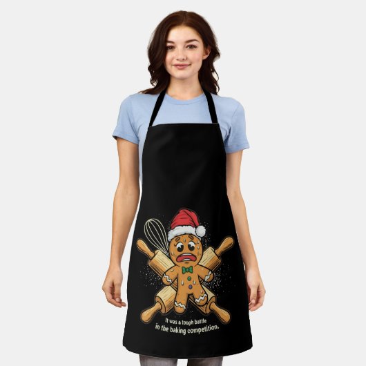 Funny "Tough Battle" Gingerbread Mann Weihnachten Schürze (Getragen)