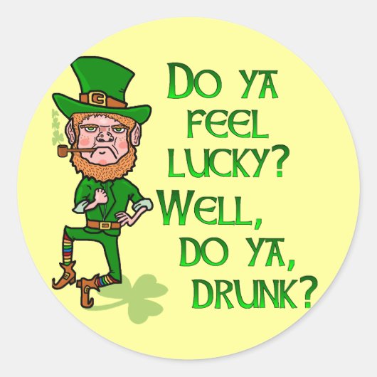 Funny Tough Lucky Betrunken Leprechaun Runder Aufkleber (Vorderseite)