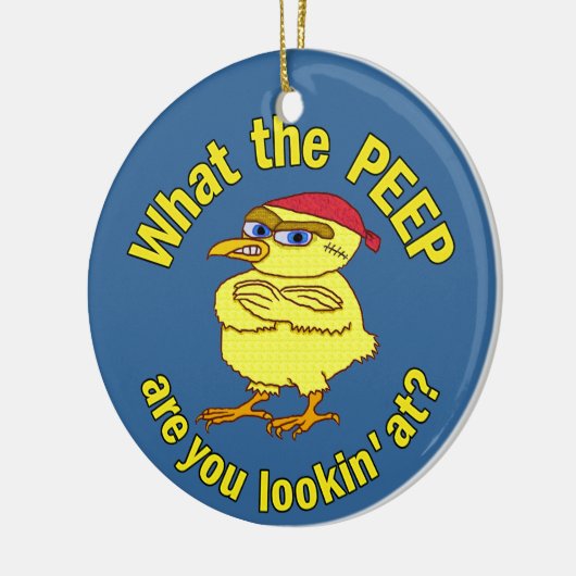 Funny Tough Oaster Chick Chicken Peep Spaß Keramikornament (Links)