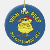 Funny Tough Oaster Chick Chicken Peep Spaß Keramikornament (Hinten)