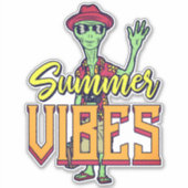 Funny Tourist Alien Holiday Summer Vibes Aufkleber (Vorderseite)