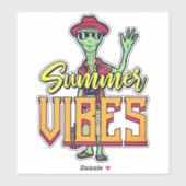 Funny Tourist Alien Holiday Summer Vibes Aufkleber (Blatt)