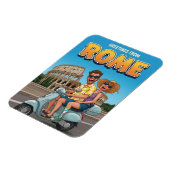 Funny Tourists on Vespa in Rome Italy Postcard Magnet (Linke Seite)