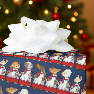 Funny Toy Dog Choir Carol Singers Yorkie Cartoon Geschenkpapier