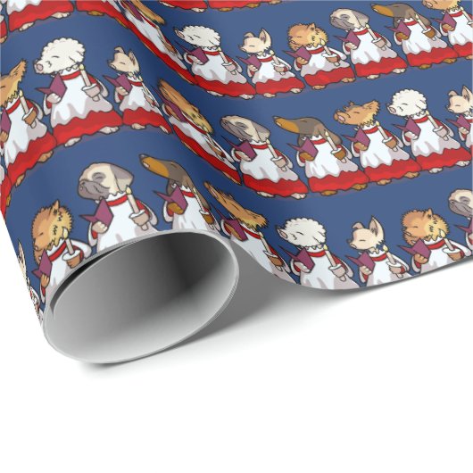 Funny Toy Dog Choir Carol Singers Yorkie Cartoon Geschenkpapier (Rolleneckpunkt)