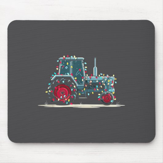 Funny Tractor Christmas Graphics Lights Lover Farm Mousepad (Vorne)