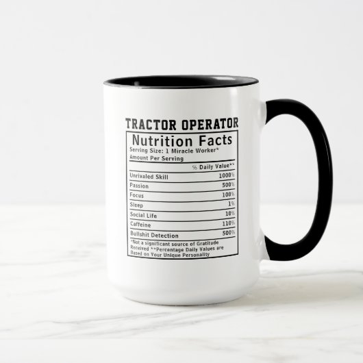 Funny Tractor Operator Nutrition Facts Boss Gift Tasse (Rechts)
