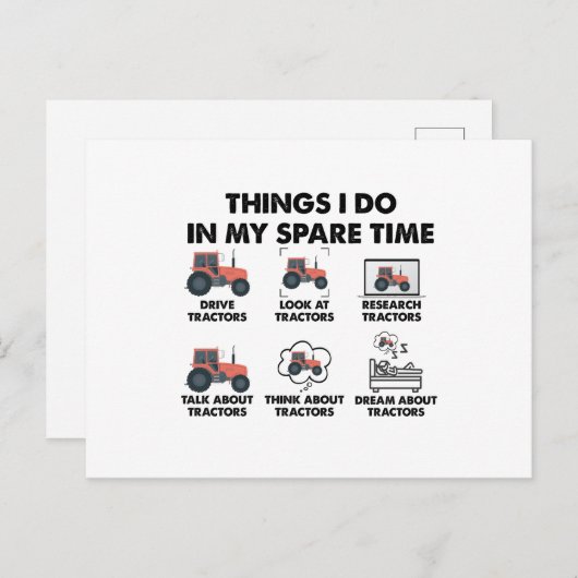 Funny Tractors Lover Things I Do In My Spare Time Postkarte (Vorne/Hinten)