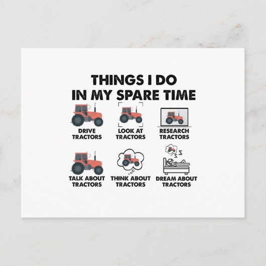 Funny Tractors Lover Things I Do In My Spare Time Postkarte (Vorderseite)