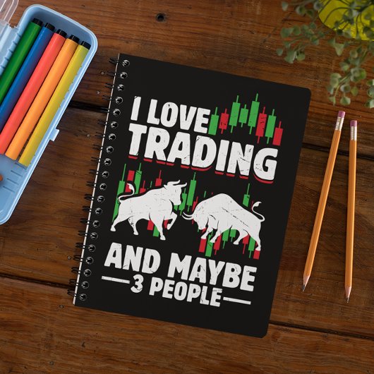 Funny Trading Quote Bull & Candlestick Daytrading  Notizblock