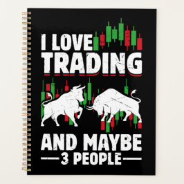 Funny Trading Quote Bull & Candlestick Daytrading Planer