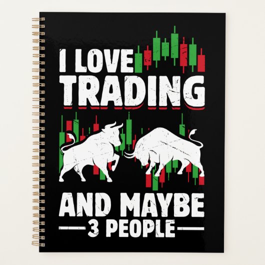 Funny Trading Quote Bull & Candlestick Daytrading  Planer (Vorderseite)