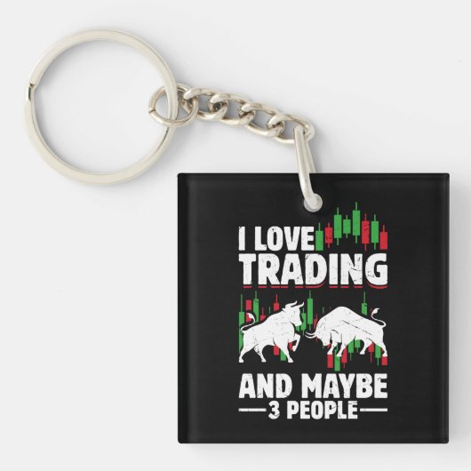 Funny Trading Quote Bull & Candlestick Daytrading Schlüsselanhänger (Vorderseite)