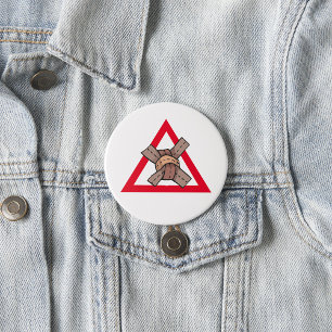 Funny Traffic Jam Knot Warning Road Sign Button