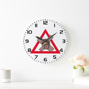 Funny Traffic Jam Knot Warning Road Sign Große Wanduhr