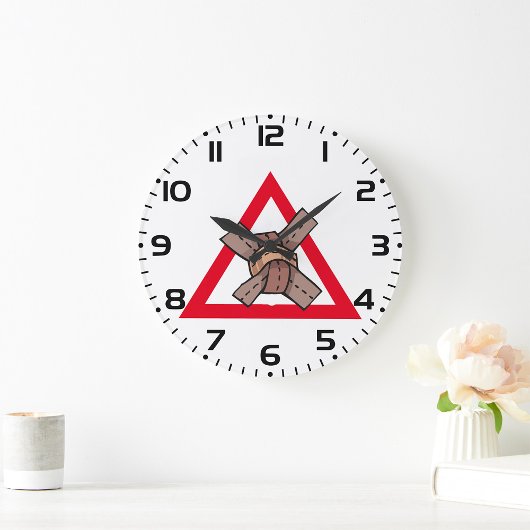 Funny Traffic Jam Knot Warning Road Sign Große Wanduhr