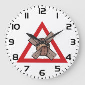 Funny Traffic Jam Knot Warning Road Sign Große Wanduhr (Vorderseite)