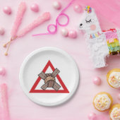 Funny Traffic Jam Knot Warning Road Sign Pappteller (Party)