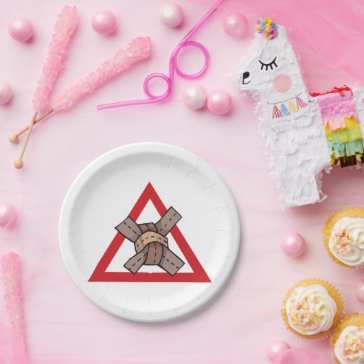 Funny Traffic Jam Knot Warning Road Sign Pappteller (Party)