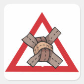 Funny Traffic Jam Knot Warning Road Sign Quadratischer Aufkleber (Vorderseite)