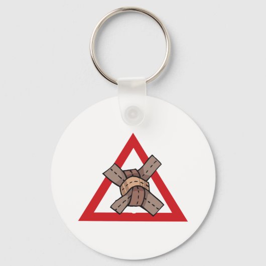 Funny Traffic Jam Knot Warning Road Sign Schlüsselanhänger (Rückseite)