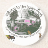 Funny Trailer Park Sandstone Untersetzer (Vorne)