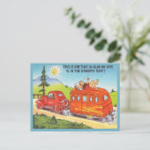 Funny Trailer RV Camping Camper Cartoon Postkarte (Stehend Vorderseite)