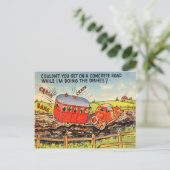 Funny Trailer RV Camping Camper Cartoon Postkarte (Stehend Vorderseite)