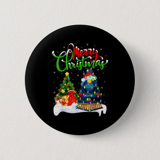 Funny Train Lover Xmas Lighting Santa Train Christ Button (Vorderseite)