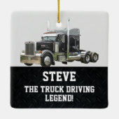 Funny Transport Semi Truck Driver Custom Name Keramikornament (Rückseite)