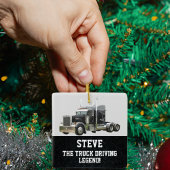 Funny Transport Semi Truck Driver Custom Name Keramikornament