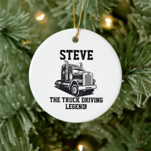 Funny Transport Semi Truck Driver Individuelle Nam Keramik Ornament
