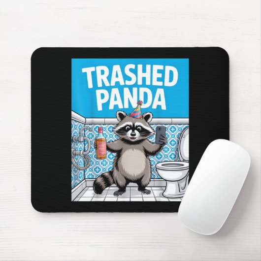 Funny Trashed Panda Raccoon Gets Drunk 1ff512797a7 Mousepad (Mit Mouse)