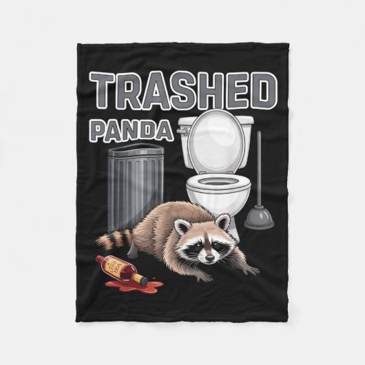 Funny Trashed Panda Raccoon Gets Drunk  Fleecedecke (Vorderseite)