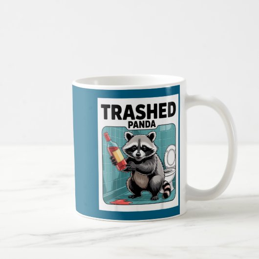 Funny Trashed Panda Raccoon Gets Drunk  Kaffeetasse (Rechts)