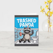 Funny Trashed Panda Raccoon Gets Drunk Karte (Gelbe Blume)