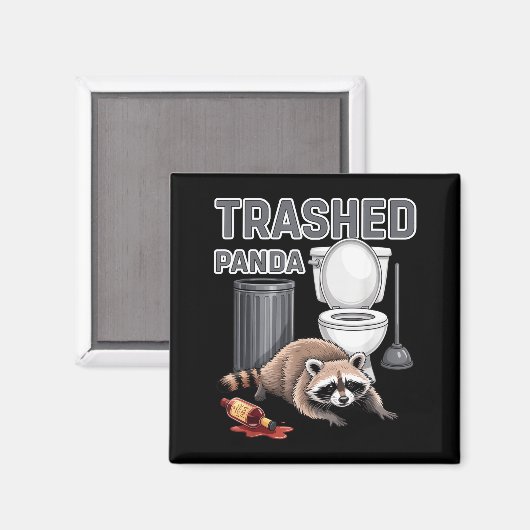 Funny Trashed Panda Raccoon Gets Drunk Magnet (Vorderseite/Rückseite)