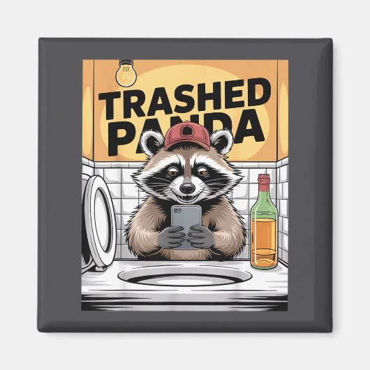 Funny Trashed Panda Raccoon Gets Drunk Magnet (Vorne)
