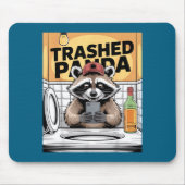 Funny Trashed Panda Raccoon Gets Drunk Mousepad (Vorne)