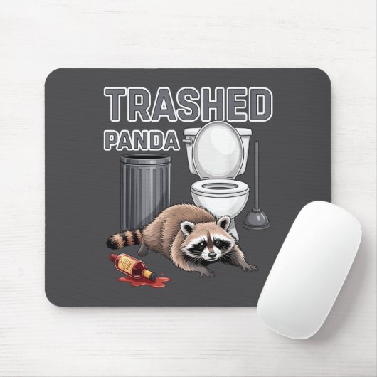 Funny Trashed Panda Raccoon Gets Drunk Mousepad (Mit Mouse)