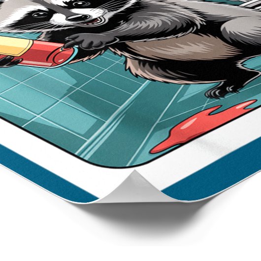 Funny Trashed Panda Raccoon Gets Drunk  Poster (Ecke)