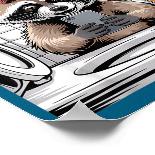 Funny Trashed Panda Raccoon Gets Drunk  Poster (Ecke)