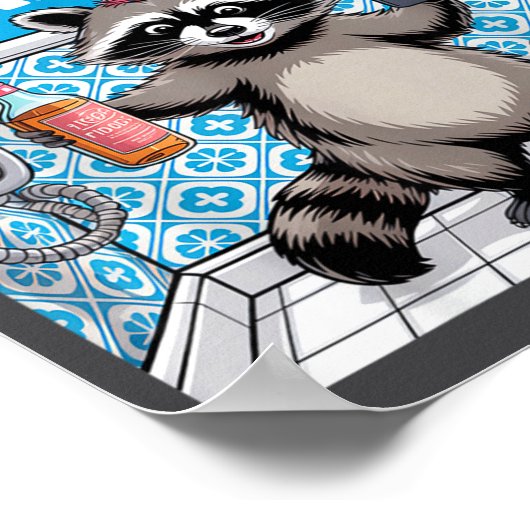 Funny Trashed Panda Raccoon Gets Drunk  Poster (Ecke)