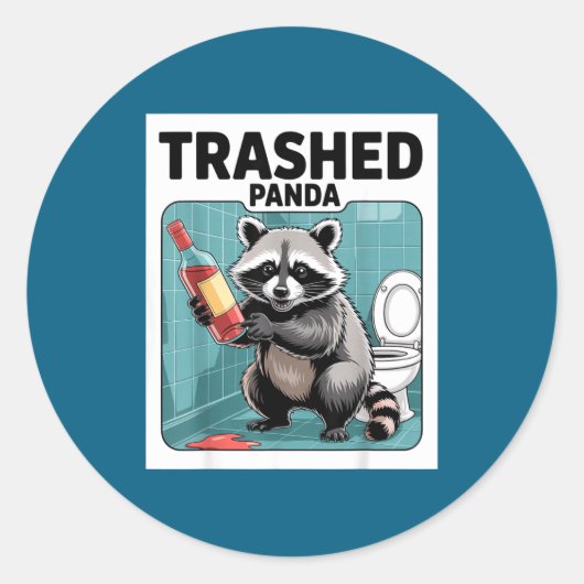 Funny Trashed Panda Raccoon Gets Drunk  Runder Aufkleber (Vorderseite)