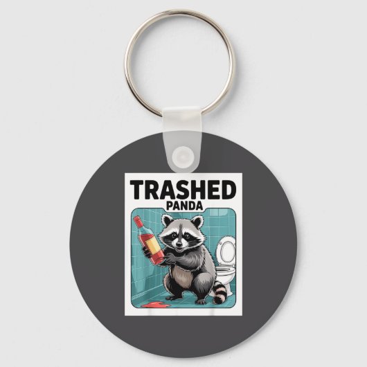 Funny Trashed Panda Raccoon Gets Drunk Schlüsselanhänger (Vorderseite)