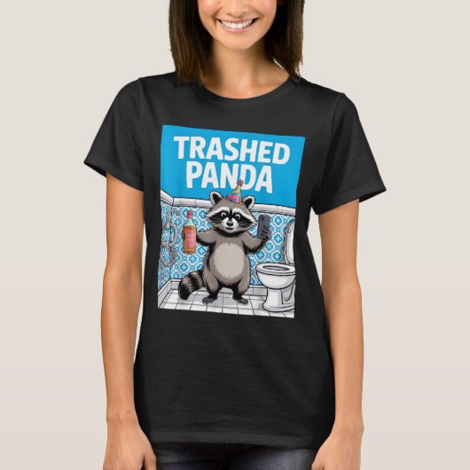 Funny Trashed Panda Raccoon Gets Drunk  T-Shirt (Vorderseite)