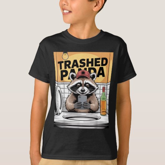 Funny Trashed Panda Raccoon Gets Drunk T-Shirt (Vorderseite)
