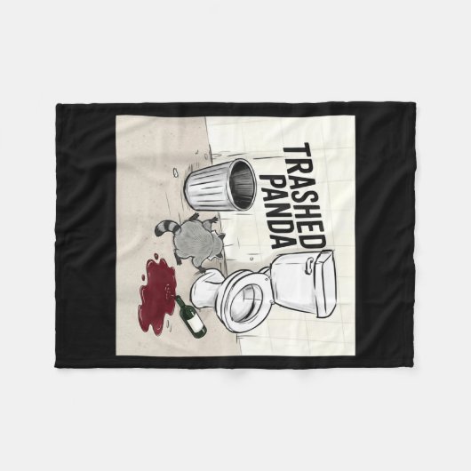 Funny Trashed Panda Racoon Gets Drunk  Fleecedecke (Vorderseite (Horizontal))
