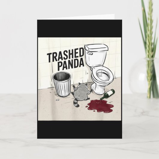 Funny Trashed Panda Racoon Gets Drunk Karte (Vorderseite)